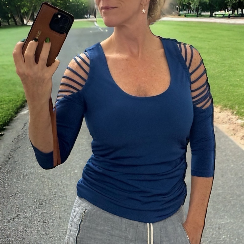 Boston Proper electric blue‎ blouse